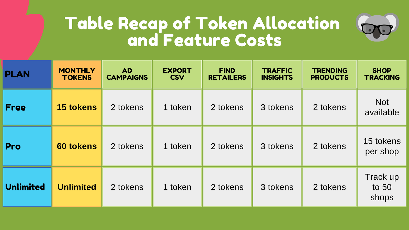 Recap of Token Allocation and Feature Costs