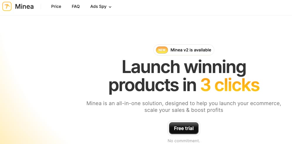 minea landing page