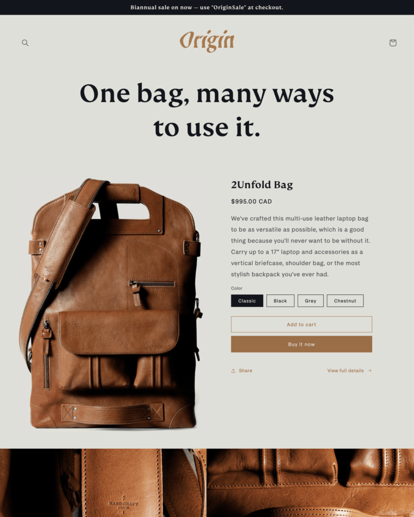 Origin Shopify theme preview
