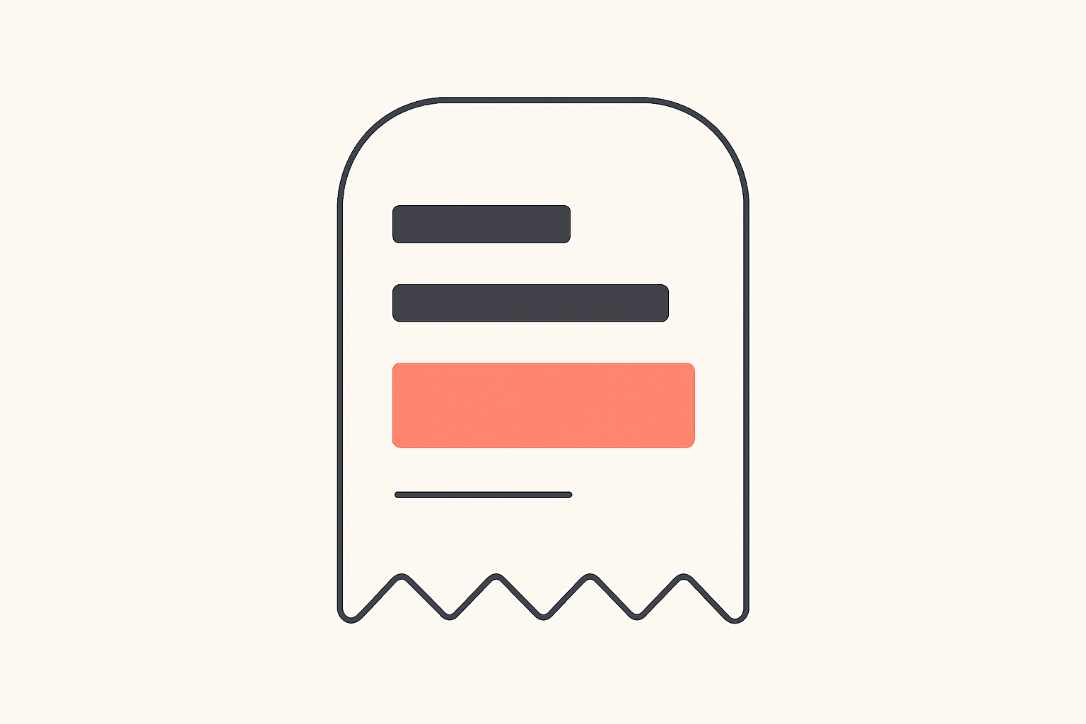Flat vector illustration of a monthly Shopify bill split into four stacked lines with the largest block highlighted