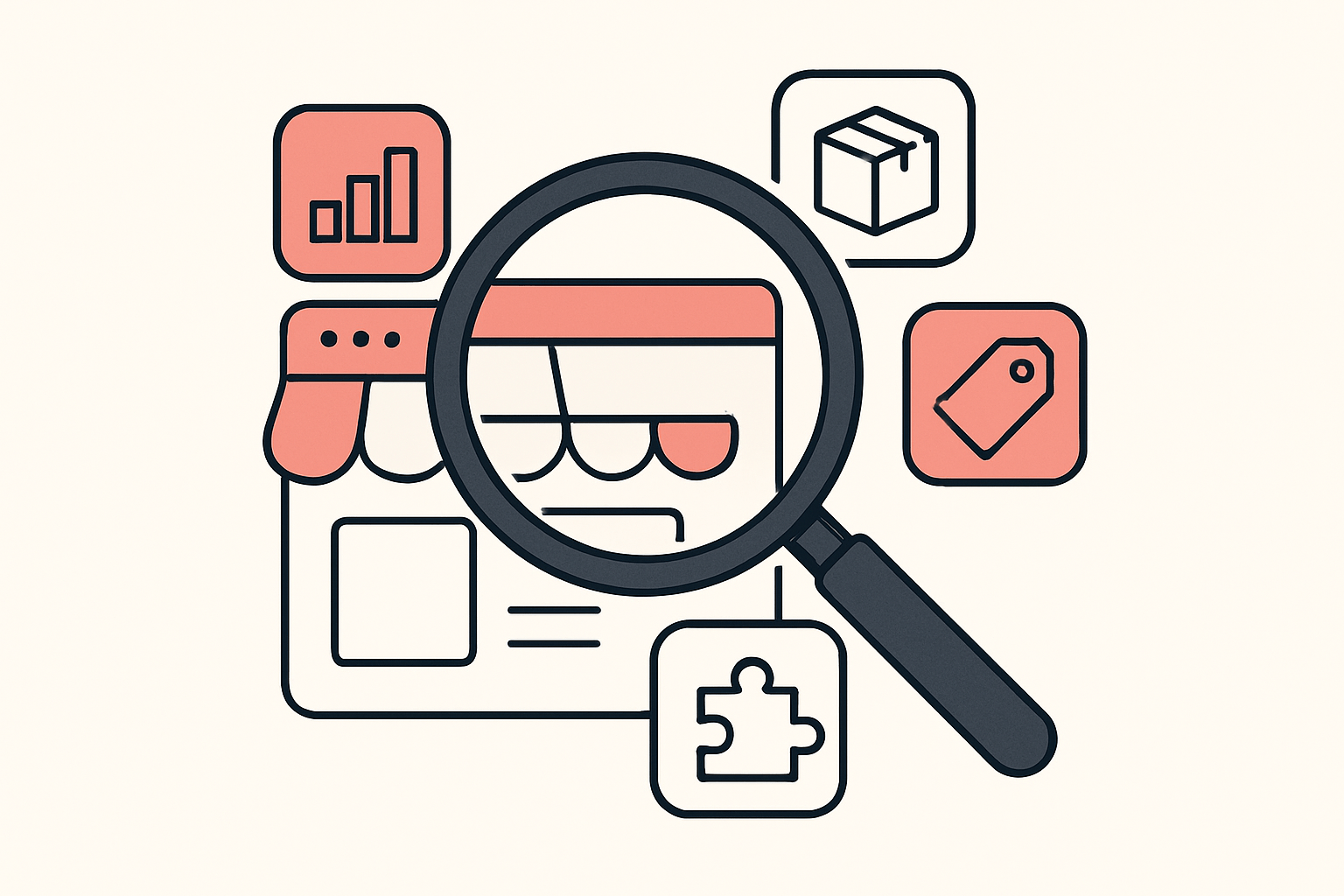Koala Inspector revealing a Shopify store's products, theme, apps, and traffic under a magnifying glass
