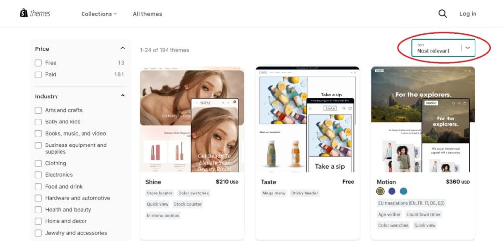 shopify store filters