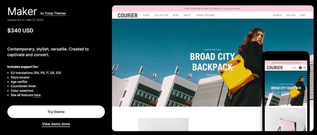 Maker shopify theme