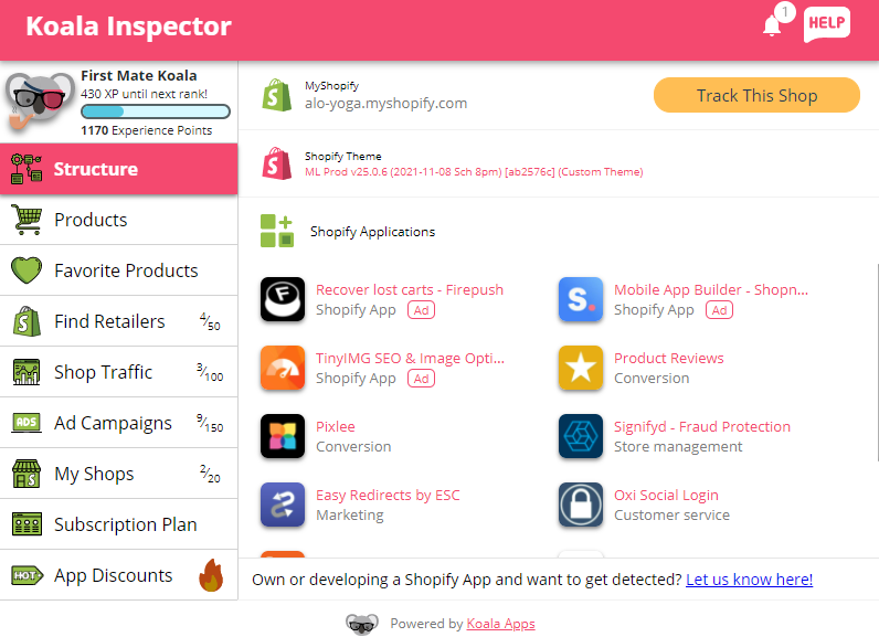 commerce inspector structure tab