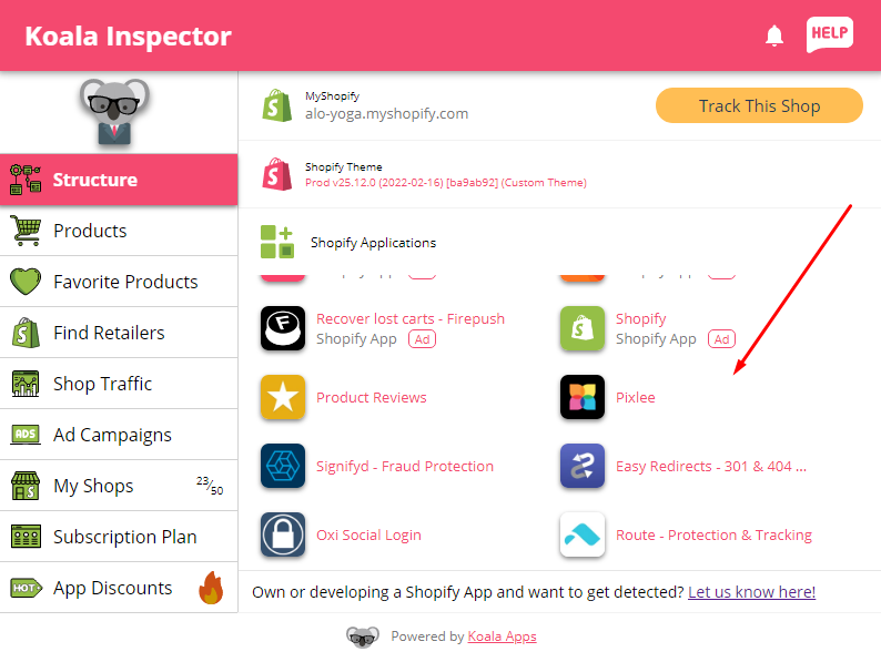 Shopify App Detector Koala Inspector