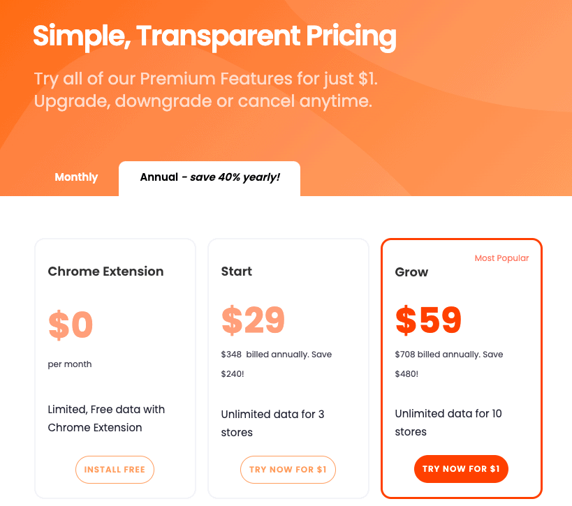 commerce inspector pricing page