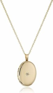 14k Yellow Gold-Filled Oval Locket with Diamond