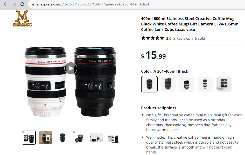 AliExpress Camera Lens Cup