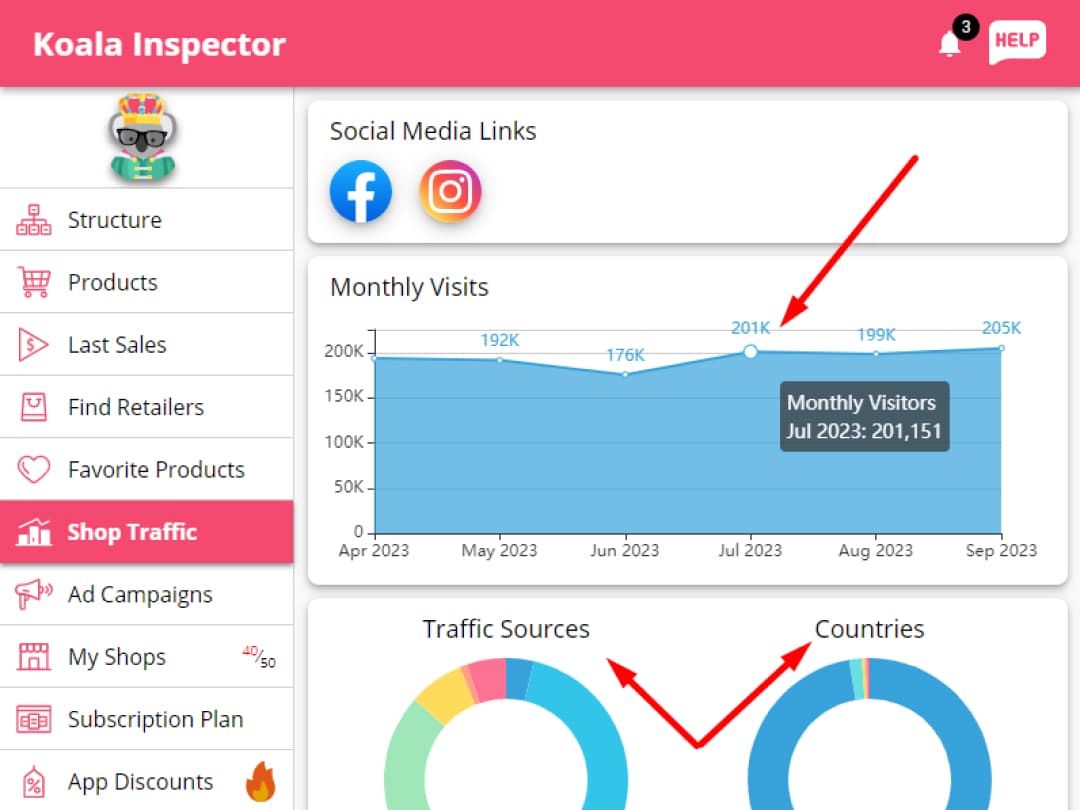 analyzing a websites traffic using Koala inspector chrome extension