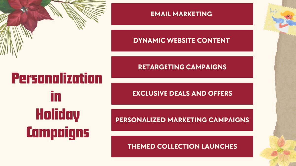 Graphic with holiday marketing personalization tips