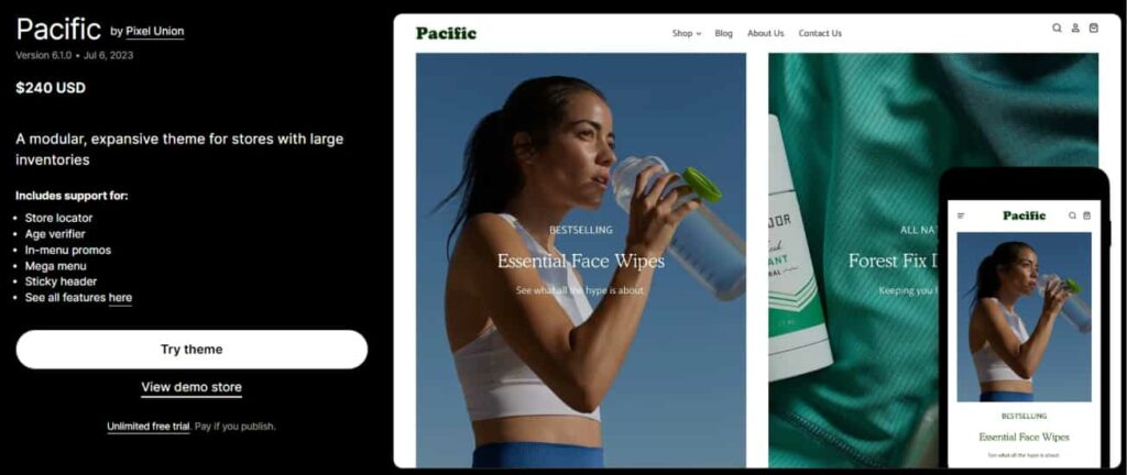 Pacific store page