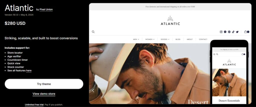atlantic theme store page